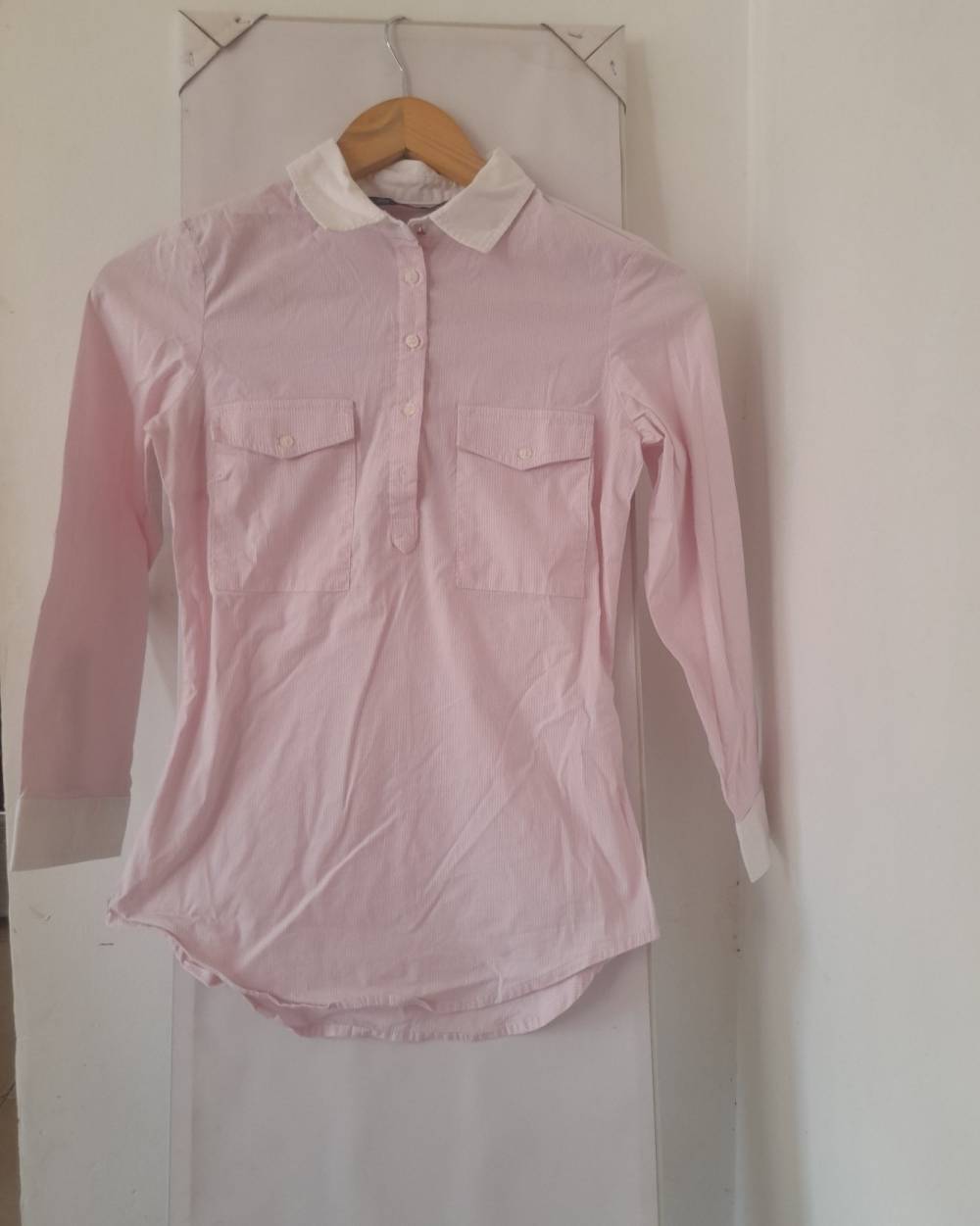 Chemise Zara Femme Taille XS - Noir/Gris Imprimé Géométrique - Manches Longues Slim Fit - Neuf Sans Étiquettes