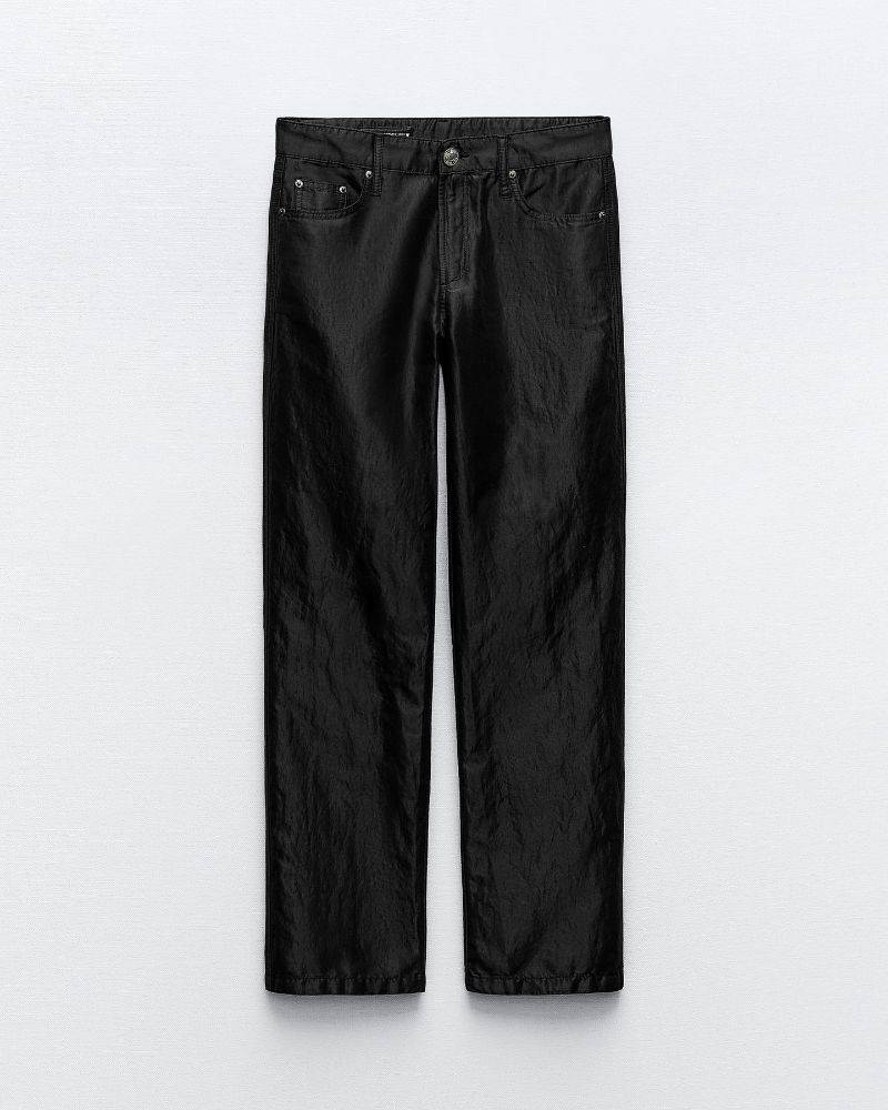 Pantalon Jean Zara Noir Coupe Large Taille 42 - Occasion En Très Bon état
